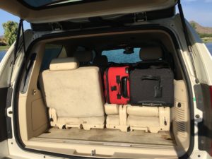 Luggage space in a Cadillac Escalade